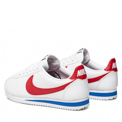 iconic Nike Classic Cortez Leather in the classic white, varsity red, and varsity royal colorway
