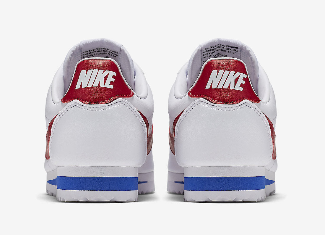 iconic Nike Classic Cortez Leather in the classic white, varsity red, and varsity royal colorway