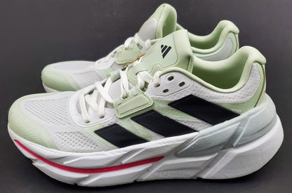 Adidas Adistar CS 'White Team Real Magenta' featuring a cloud white mesh upper with pale green and black
