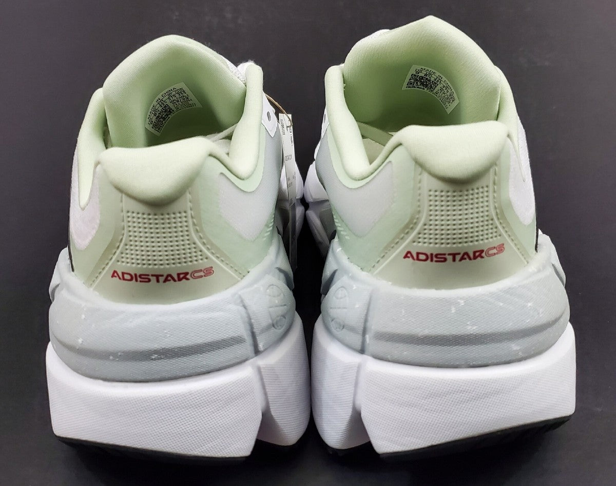 Adidas Adistar CS 'White Team Real Magenta' featuring a cloud white mesh upper with pale green and black