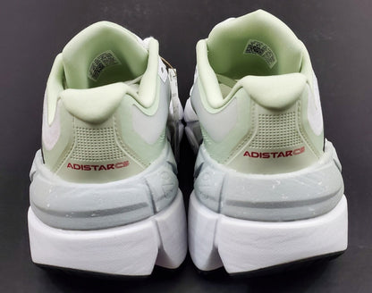 Adidas Adistar CS 'White Team Real Magenta' featuring a cloud white mesh upper with pale green and black
