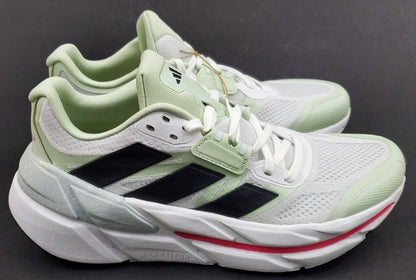 Adidas Adistar CS 'White Team Real Magenta' featuring a cloud white mesh upper with pale green and black