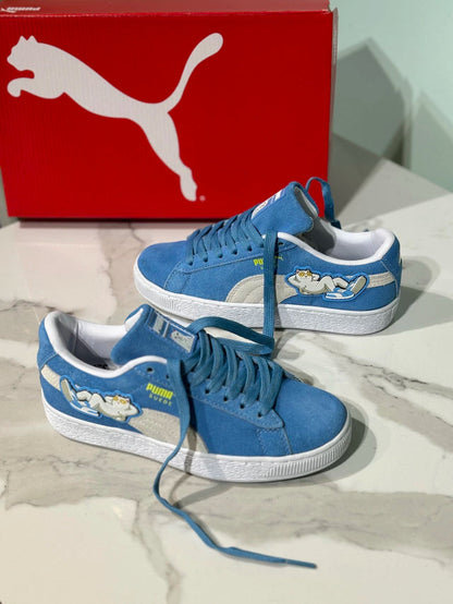 The PUMA x RIPNDIP Suede sneaker in Regal Blue features a distinctive silicone